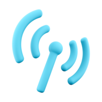 3d rendering Signal transmission icon. 3d render Antenna or broadcasting tower and signal waves icon. png