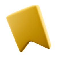 3d rendering yellow bookmar flag icon. 3d render A piece of paper or ribbon inserted into a book to mark the desired page icon. png