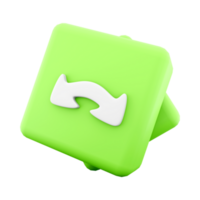 3d rendering Change icon. 3d render Green button for 45-degree rotation icon. png