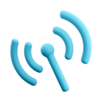 3d rendering Signal transmission icon. 3d render Antenna or broadcasting tower and signal waves icon. png