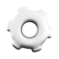 3d rendering white gear icon. 3d render mechanism icon. png