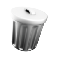 3d rendering trash can icon. 3d render broom bucket for garbage disposal icon. png