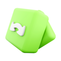 3d rendering Change icon. 3d render Green button for 45-degree rotation icon. png