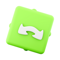 3d rendering Change icon. 3d render Green button for 45-degree rotation icon. png