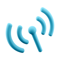 3d tolkning signal överföring ikon. 3d framställa antenn eller sändningar torn och signal vågor ikon. png