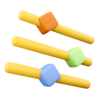 3d le rendu mince ligne glissière bar, eq icône. 3d rendre dispositif pour en augmentant ou décroissant le valeur icône. png