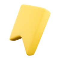 3d Renderização amarelo marcador de livro bandeira ícone. 3d render uma peça do papel ou fita inserido para dentro uma livro para marca a desejado página ícone. png