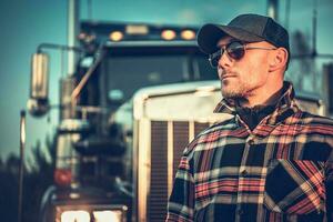 Proud Semi Truck Driver Portrait photo