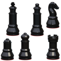 3d återges svart schack bitar perfekt för sporter design projekt png