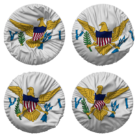 US Virgin Islands Flag in Round Shape Isolated with Four Different Waving Style, Bump Texture, 3D Rendering png