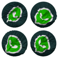 whatsapp flagga i runda form isolerat med fyra annorlunda vinka stil, stöta textur, 3d tolkning png