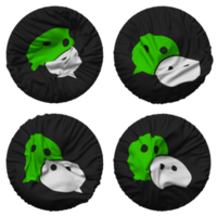 WeChat, Weixin Flag in Round Shape Isolated with Four Different Waving Style, Bump Texture, 3D Rendering png
