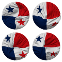 Panama Flag in Round Shape Isolated with Four Different Waving Style, Bump Texture, 3D Rendering png