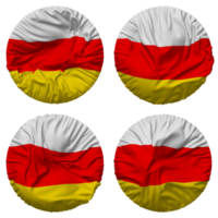 South Ossetia Flag in Round Shape Isolated with Four Different Waving Style, Bump Texture, 3D Rendering png