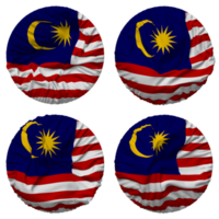 Malaysia Flag in Round Shape Isolated with Four Different Waving Style, Bump Texture, 3D Rendering png