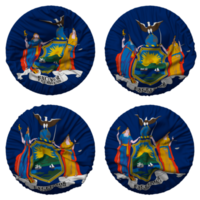 State of New York Flag in Round Shape Isolated with Four Different Waving Style, Bump Texture, 3D Rendering png