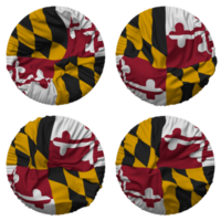 estado de Maryland bandera en redondo forma aislado con cuatro diferente ondulación estilo, bache textura, 3d representación png