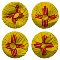 State of New Mexico Flag in Round Shape Isolated with Four Different Waving Style, Bump Texture, 3D Rendering png