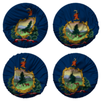 Estado do Vermont bandeira dentro volta forma isolado com quatro diferente acenando estilo, colisão textura, 3d Renderização png