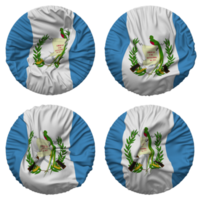 guatemala flagga i runda form isolerat med fyra annorlunda vinka stil, stöta textur, 3d tolkning png