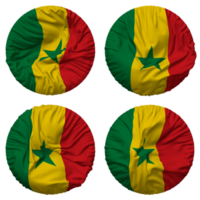 Senegal bandeira dentro volta forma isolado com quatro diferente acenando estilo, colisão textura, 3d Renderização png