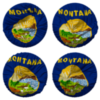 Etat de Montana drapeau dans rond forme isolé avec quatre différent agitant style, bosse texture, 3d le rendu png