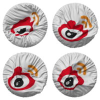 WeChat, Weixin Flag in Round Shape Isolated with Four Different Waving Style, Bump Texture, 3D Rendering png