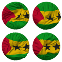 Sao Tome and Principe Flag in Round Shape Isolated with Four Different Waving Style, Bump Texture, 3D Rendering png