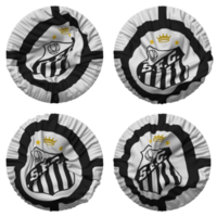 FT Santos Flag in Round Shape Isolated with Four Different Waving Style, Bump Texture, 3D Rendering png