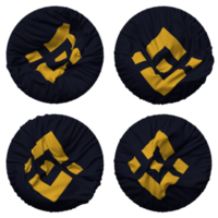 binance drapeau dans rond forme isolé avec quatre différent agitant style, bosse texture, 3d le rendu png