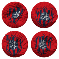 club atletiek san lorenzo de almagro, san lorenzo de almagro vlag in ronde vorm geïsoleerd met vier verschillend golvend stijl, buil textuur, 3d renderen png