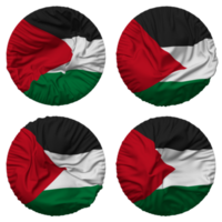 Palestine drapeau dans rond forme isolé avec quatre différent agitant style, bosse texture, 3d le rendu png