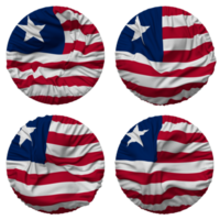 Liberia Flagge im runden gestalten isoliert mit vier anders winken Stil, stoßen Textur, 3d Rendern png