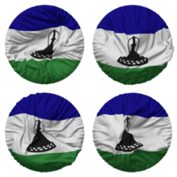 Lesotho vlag in ronde vorm geïsoleerd met vier verschillend golvend stijl, buil textuur, 3d renderen png