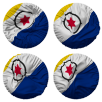 bonaire vlag in ronde vorm geïsoleerd met vier verschillend golvend stijl, buil textuur, 3d renderen png