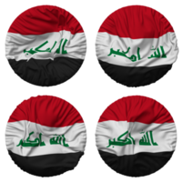 irak flagga i runda form isolerat med fyra annorlunda vinka stil, stöta textur, 3d tolkning png