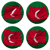 Maldiven vlag in ronde vorm geïsoleerd met vier verschillend golvend stijl, buil textuur, 3d renderen png