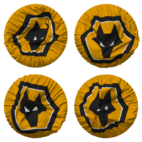 Wolverhampton Wanderers Football Club Flag in Round Shape Isolated with Four Different Waving Style, Bump Texture, 3D Rendering png