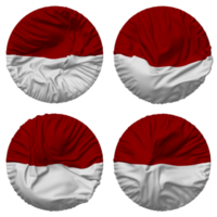 Monaco vlag in ronde vorm geïsoleerd met vier verschillend golvend stijl, buil textuur, 3d renderen png