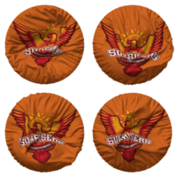 Sunrisers Hyderabad, SRH Flag in Round Shape Isolated with Four Different Waving Style, Bump Texture, 3D Rendering png