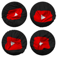 Youtube bandeira dentro volta forma isolado com quatro diferente acenando estilo, colisão textura, 3d Renderização png