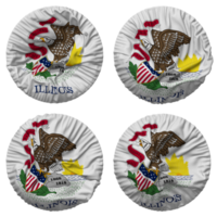 State of Illinois Flag in Round Shape Isolated with Four Different Waving Style, Bump Texture, 3D Rendering png