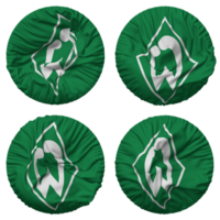 Sportverein werder Bremen von 1899 e v, sv werder Bremen Flagge im runden gestalten isoliert mit vier anders winken Stil, stoßen Textur, 3d Rendern png