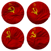 Soviet Union Flag in Round Shape Isolated with Four Different Waving Style, Bump Texture, 3D Rendering png