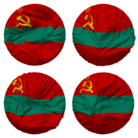 transnistria flagga i runda form isolerat med fyra annorlunda vinka stil, stöta textur, 3d tolkning png