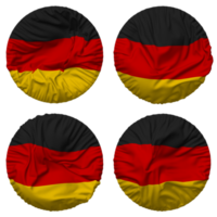 Deutschland Flagge im runden gestalten isoliert mit vier anders winken Stil, stoßen Textur, 3d Rendern png