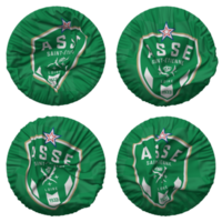 Association Sportive de Saint Etienne Loire, AS Saint Etienne, ASSE Flag in Round Shape Isolated with Four Different Waving Style, Bump Texture, 3D Rendering png