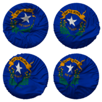 Estado do nevada bandeira dentro volta forma isolado com quatro diferente acenando estilo, colisão textura, 3d Renderização png