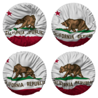 estado de California bandera en redondo forma aislado con cuatro diferente ondulación estilo, bache textura, 3d representación png