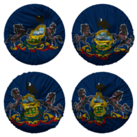 staat van Pennsylvania vlag in ronde vorm geïsoleerd met vier verschillend golvend stijl, buil textuur, 3d renderen png